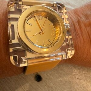 Gold and Clear Wearable Watch